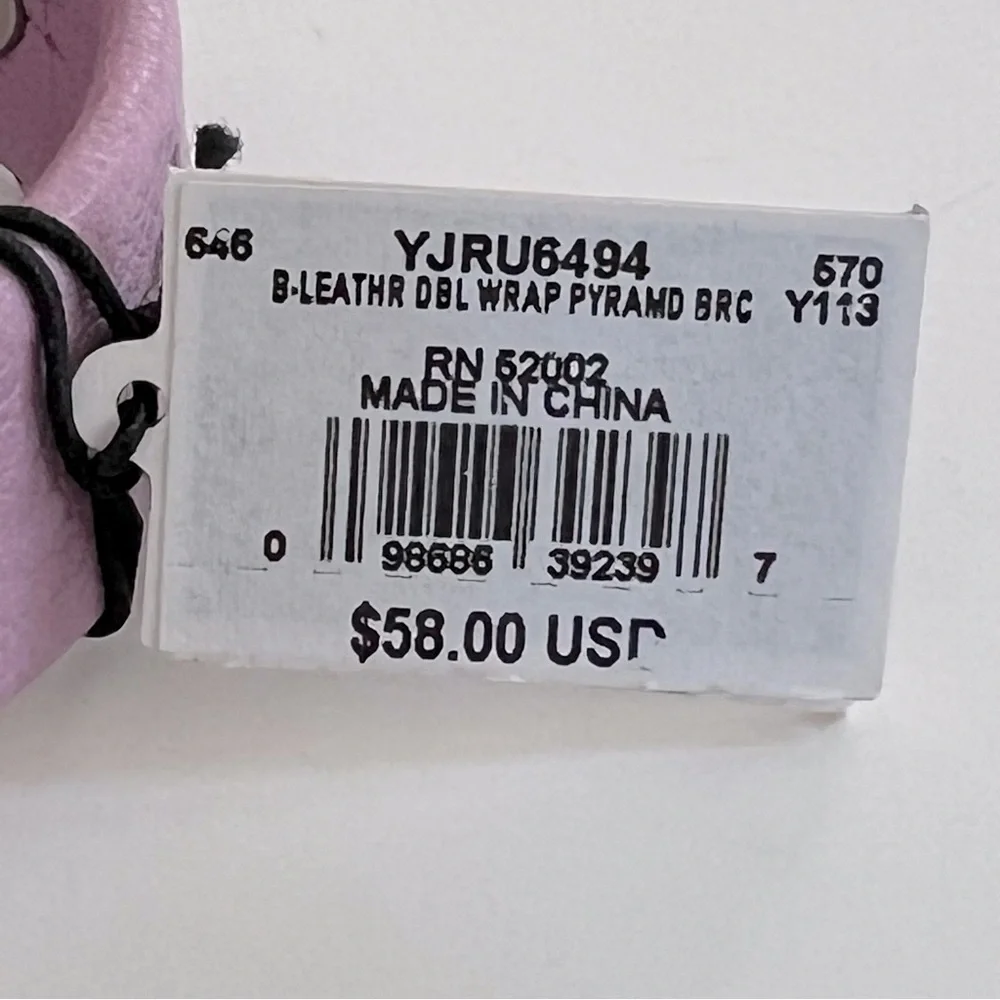 NWT Juicy Couture Lilac Leather Double Wrap Pyramid Stud Bracelet